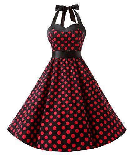 50s Dress Women Vintage Cocktail Halter Dress 1950s Rockabilly Party