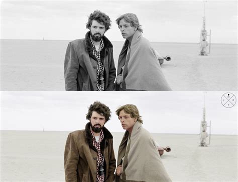 I Colourised This Iconic Photo Of George Lucas And Mark Hamill On Set