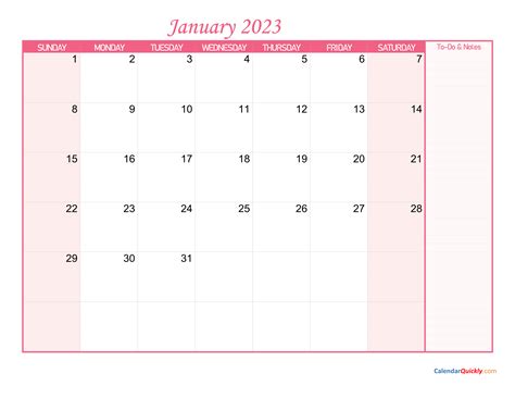 Monthly Blank Calendar 2023 With Notes Calendar Quickly Images And