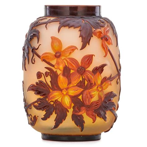 Galle Mold Blown Vase With Clematis Oct 15 2016 Rago Arts And Auction Center In Nj
