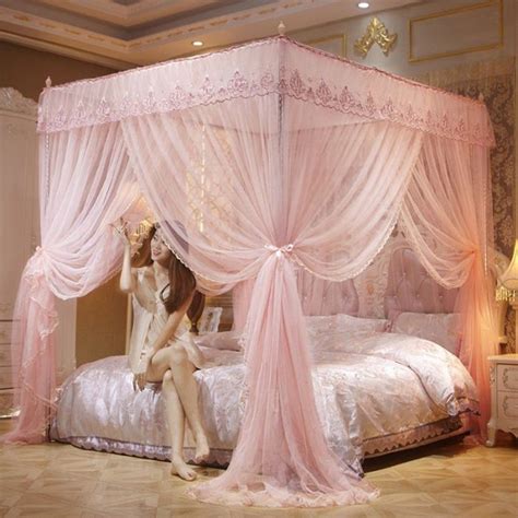 Luxury Princess Square Mosquito Mesh Net King Size Bed Canopy Hanging