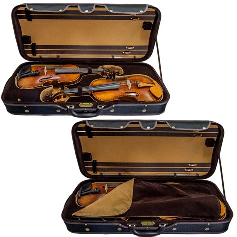 sky heavy duty 4 4 full size wooden pro double violin case black khaki ebay