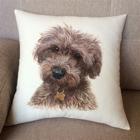 Dog Pillow Custom With Pet Portrait For Dog Lover