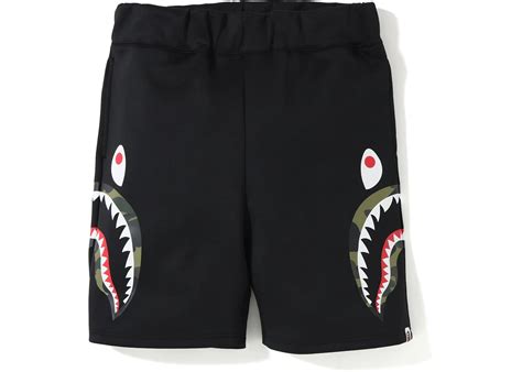 Bape Double Knit Side Shark Shorts Black Ss19