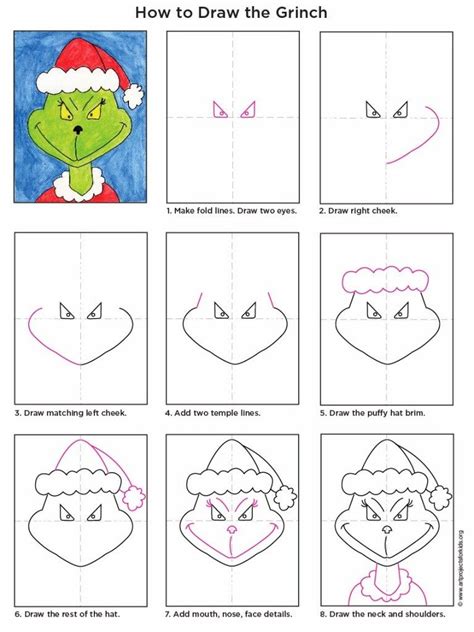 Easy How To Draw The Grinch Tutorial Video And Grinch Coloring Page