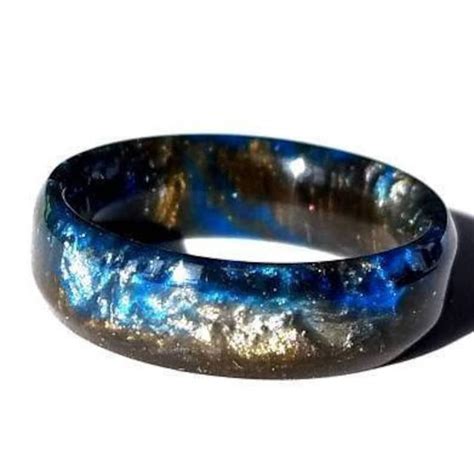 Galaxy Nebula Ring Deep Space Gold Blue And Antique Etsy