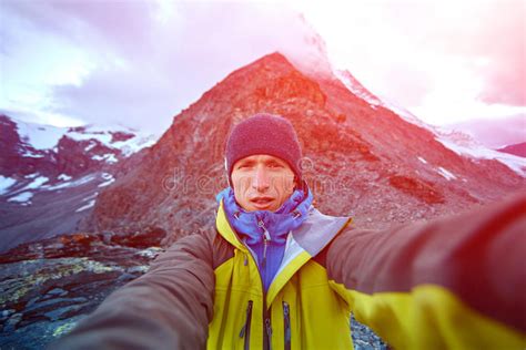 Hiker At The Top Of A Pass Stock Image Image Of Backpacker 61597533