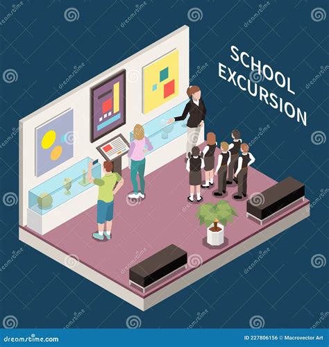 School Excursion Isometric Background Stock Vector Illustration Of