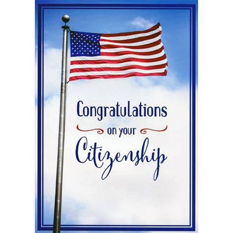 American Flag Us Citizenship Congratulations Card
