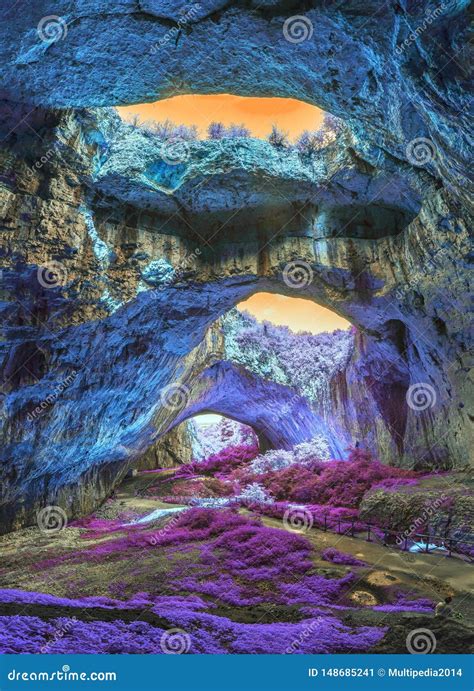 Mystical Cave In Bright Fantastic Colors Stock Image Image Of