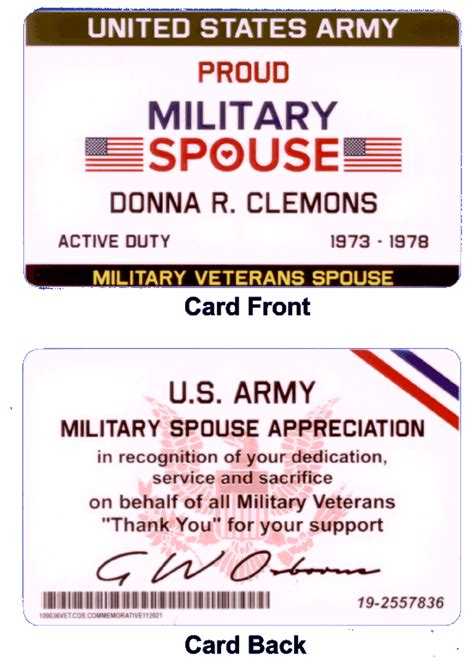 Military Spouse Certificate Of Appreciation And Optional Id Card