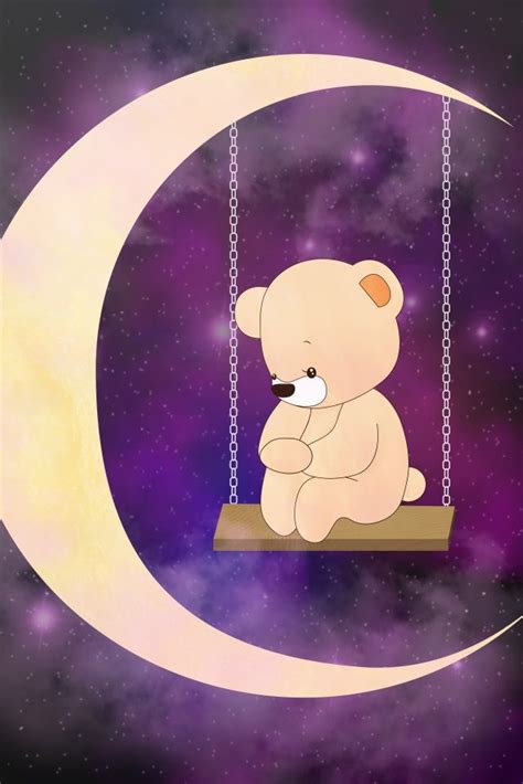 Free Download Teddy Bear Sleeping On The Moon For Free Download Png