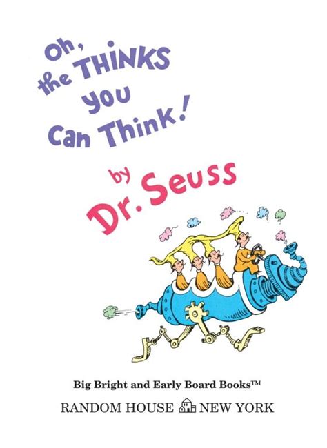Oh The Thinks You Can Think By Dr Seuss 9780385387132 Brightly Shop