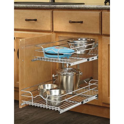 Shop Rev A Shelf 1475 In W X 19 In H Metal 2 Tier Pull Out Cabinet