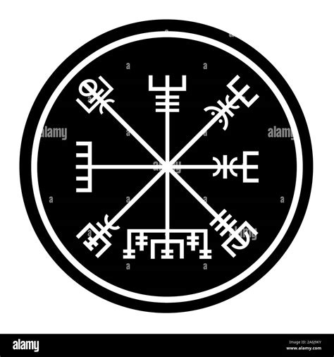 Vegvisir Symbol In A Black Circle Stock Photo Alamy