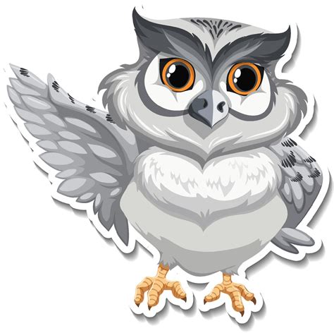 Grey Owl Bird Cartoon Character Sticker 3657840 Vector Art At Vecteezy
