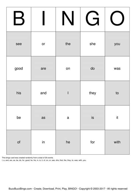Sight Words Bingo Cards To Download Print And Customize