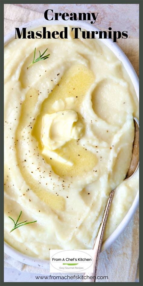 Creamy Mashed Turnips With Melting Butter On Top In White Oval Serving
