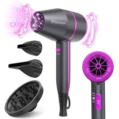 Ribivaul Ionic Hair Dryer Women Travel Hairdryer With Diffuser For