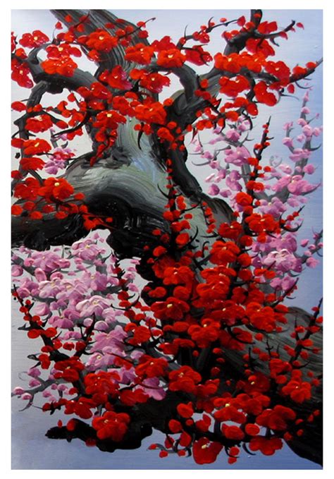 Cherry Blossom Wall Art Japan Cherry Blossom Art Red Cherry Blossom