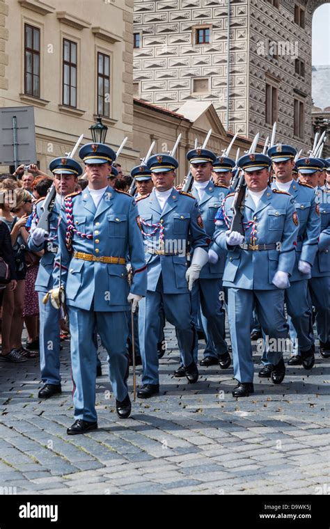 Changing Of The Guards Ceremony At Prague Castle Czech Republic Stock