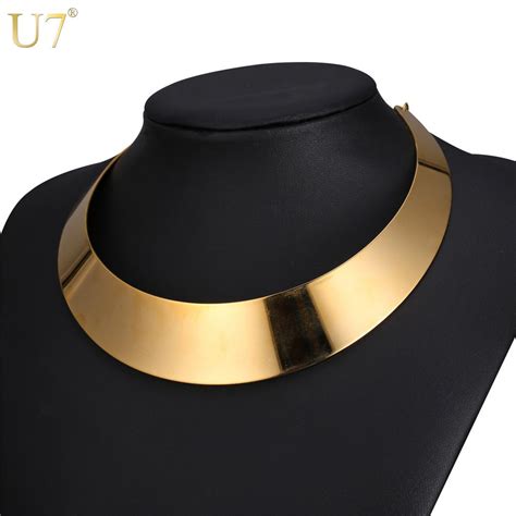 2017 Unique Gold Statement Women Choker Necklace 18k Gold Plated