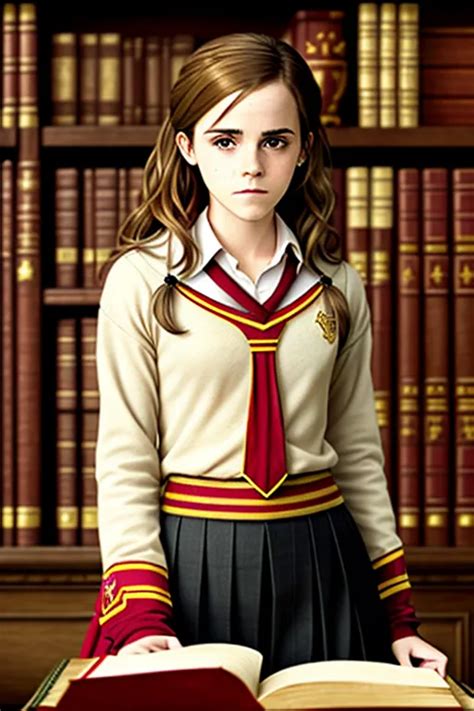Dopamine Girl Emma Watson As Hermione Granger Gryffindor Clothes In A Library O4xayam7oxx