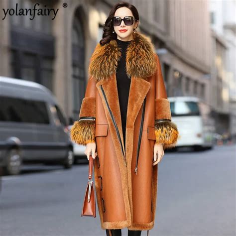 Real Fur Coat Women Genuine Leather Sheep Shearling Winter Coat Women