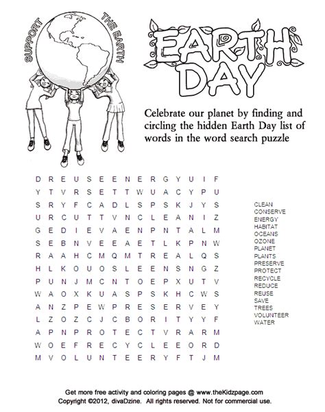 Earth Day Word Search Free Printable