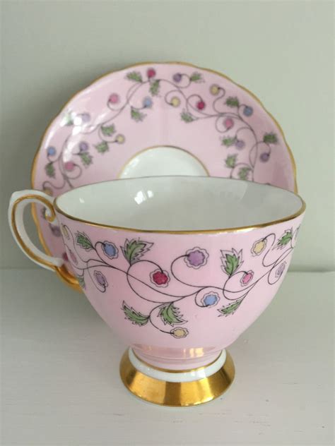 Tuscan Fine English Bone China Cup And Saucer Pink With Flowers And