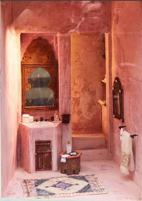 pink moroccan bathroom with plaster walls great color abc home moroccan bathroom morrocan