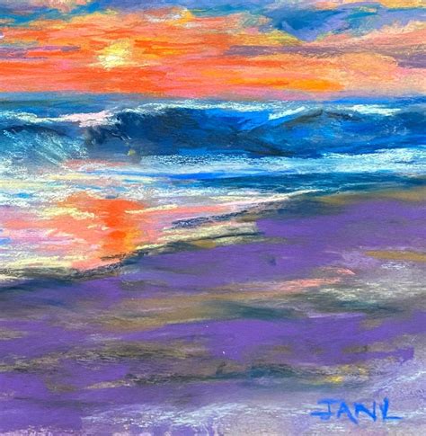 Beach Sunset In Purple Original Pastel Painting Florida Etsy Oil