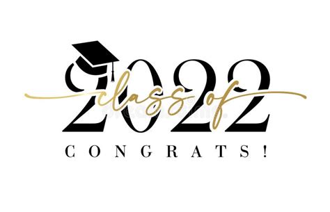 Class Of 2022 With Laurel Wreath And Graduation Cap Stock Vector