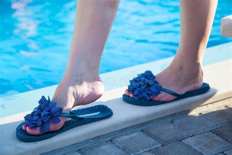 Beautiful Female Foot In Swimming Pool Stock Photo Image Of Cute Colorfully