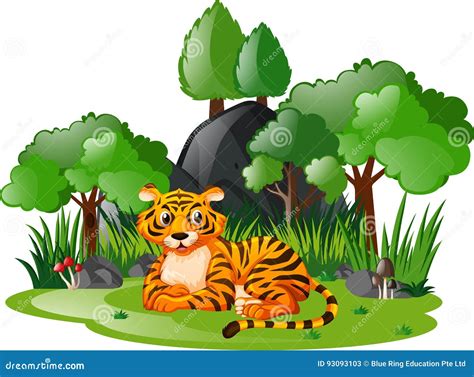 Wild Tiger In The Forest Stock Vector Illustration Of Isolated 93093103