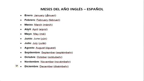 Meses Del Año Español Inglés Y Pronunciación YouTube