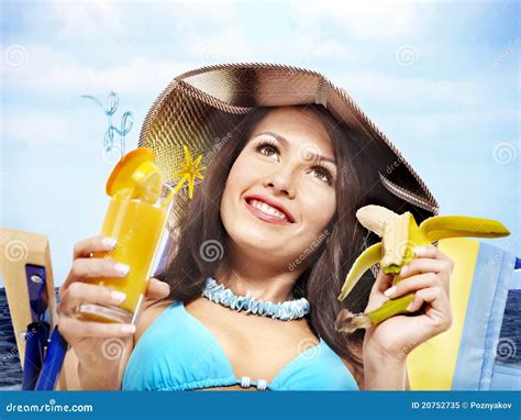 Girl In Bikini Drinking Cocktail Stock Image Image Of Glass Bikini 20752735