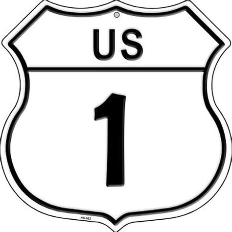 Us Highway 1 Route 1 Shield Shaped Metal Sign Old Time Signs