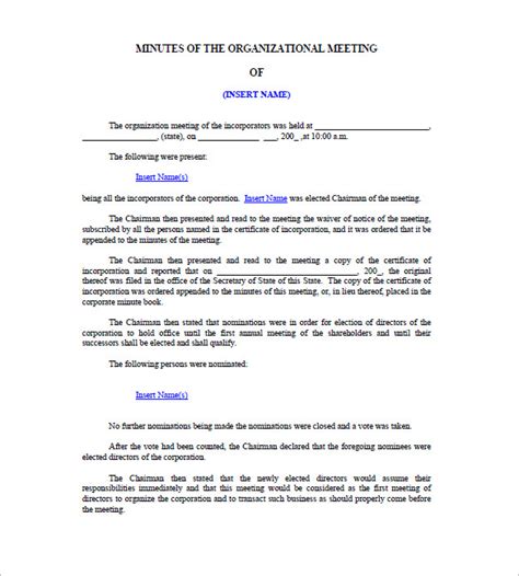 Corporate Meeting Minutes Template 10 Free Word Excel Pdf Format