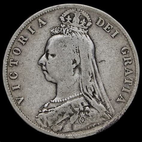 1890 Queen Victoria Jubilee Head Silver Half Crown Scarce