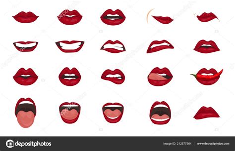 En effet, la plupart du temps, pour dessiner une bouche masculine, on évitera de dessiner les lèvres qui donneront une part de féminité. Dessin animé set isolés de grandes icônes. Mignon bouche expressions faciales gestes lèvres ...