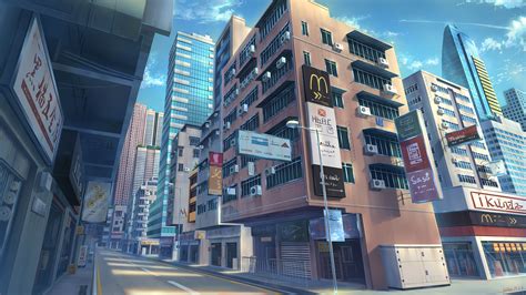 Anime City Urban Cityscape Asia Street Artwork Blue 3840x2160