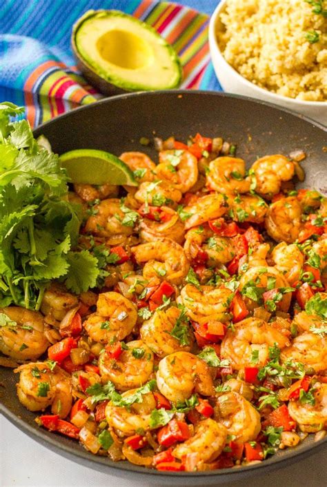 A quintessential mexican dish, pork loin is marinated in a savory and aromatic chipotle chile, vinegar, and fresh pineapple sauce, and then grilled and coarsely chopped. Quick + easy Mexican shrimp skillet (+ video) | Recipe ...