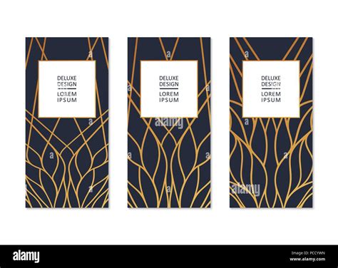 Vector Banners In Minimalistic Style Thin Linear Pattern Stock Vector