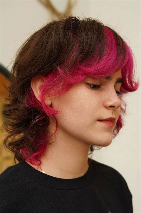 Cute Haircuts And Hairstyles With Bangs A Hint Of Pink Short Dyed