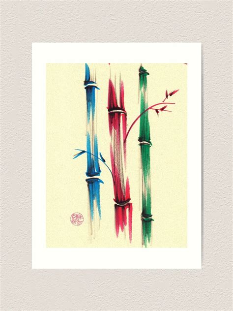 Rainbow Bamboo Forest Watercolor Bamboo Painting Art Print By