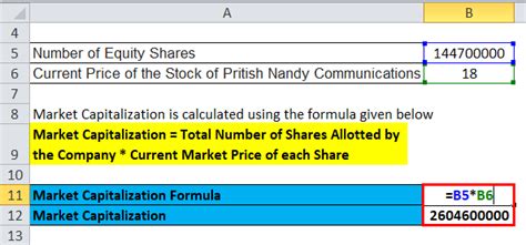 Market cap is a company's size on the stock market. Market Capitalization Formula | Calculator (Excel template)