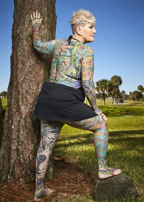 69 year old becomes the most tattooed woman ever with 98 75 of her body inked guinness world