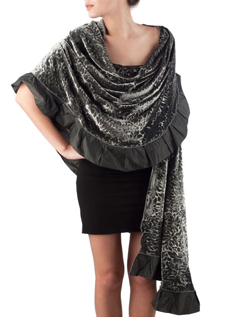 Silk Velvet Formal Evening Wrap With Ruffles Shawls And Wraps