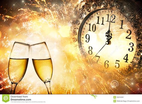 An silvester herrscht vielerorts ausnahmezustand. Glasses With Champagne Against Fireworks Stock Image ...